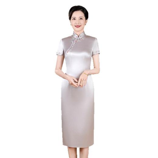 LHS-C162参加婚礼妈妈改良醋酸旗袍裙春秋新款喜婆婆婚宴装丈母娘敬酒服女 商品图4