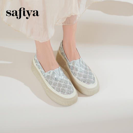 预售10天|Safiya/索菲娅2025精致优雅亮片草编透气懒人软底渔夫鞋 SFD1112250 商品图0