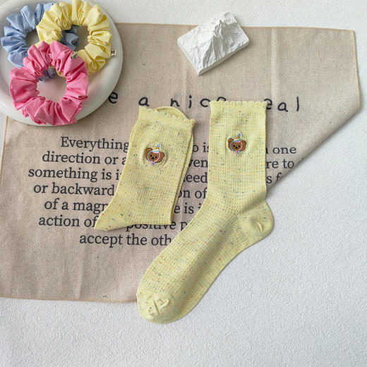 纪念日百货女款潮流萌趣点子纱动物刺绣中筒袜160900041 商品图3