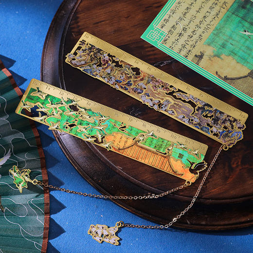 【名画书签尺子】千里江山瑞鹤图金属书签 商品图1