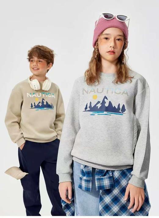 【春上新】8楼  NAUTICA/诺帝卡童装 男童女童圆领卫衣2025早春季儿童空气层上衣」吊牌价399元   活动价  239元 商品图1