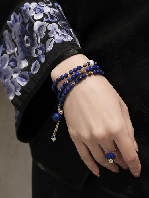 MELI&MOLI |青金石迷你香薰瓶珍珠点缀青金石圆珠手串—五行之水 商品图2