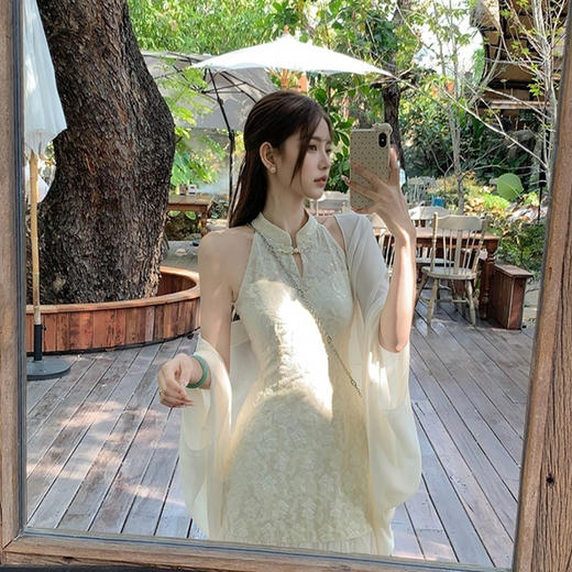 西遇无袖旗袍连衣裙套装女新款新中式薄款空调衫两件套SS150092/SS150093 商品图3