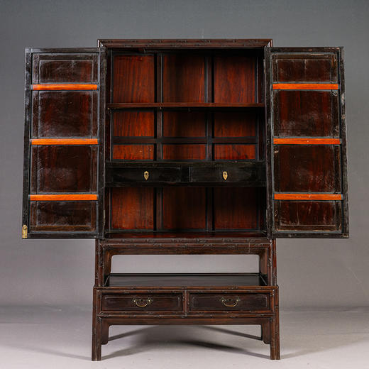 清 红木及鸂鶒木竹节工连座书柜 商品图2