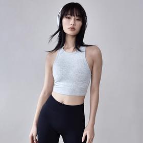 跃牌【周游世界系列】2025春夏新品瑜伽服女固定胸垫款无袖背心天丝莫代尔螺纹运动内衣BR1607