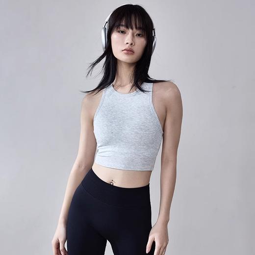 跃牌【周游世界系列】2025春夏新品瑜伽服女固定胸垫款无袖背心天丝莫代尔螺纹运动内衣BR1607 商品图0