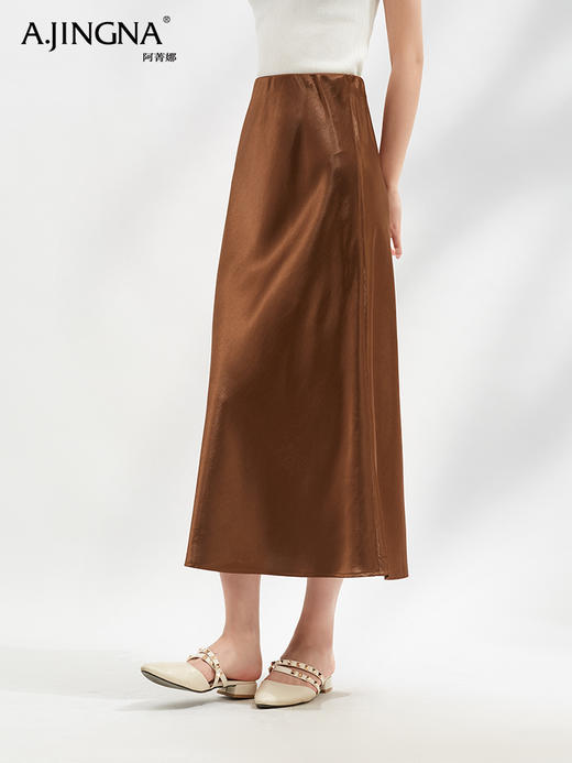 【淘衣节专享】阿菁娜醋酸缎面极简鱼尾神裙F30C213011 商品图3