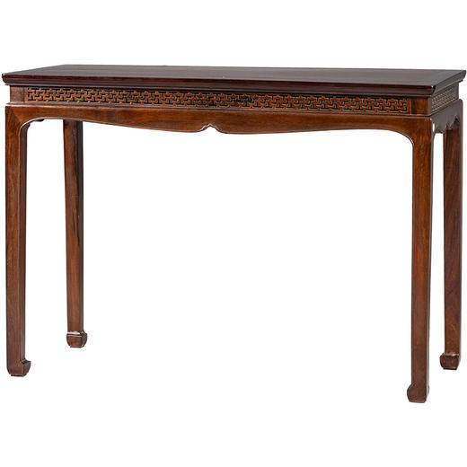 清 红木透雕万字纹高束腰条桌 商品图5