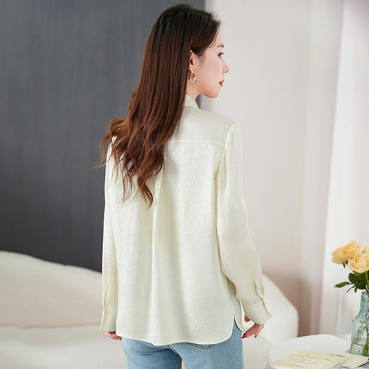 QS-22599590【真丝女装源头工厂】2025夏季真丝衬衫翻领长袖休闲衬衣22599590 商品图3