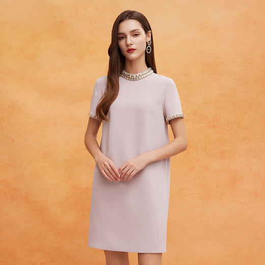 QF814斯尔丽25新款法式优雅丝毛小礼服直身型不挑身材华丽钉钻连衣裙 商品图2