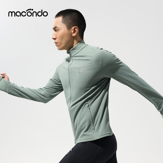 马孔多 Hope 麦田格 男子针织拉链开衫 速干 手表孔 跑步运动 休闲立领外套 商品图2