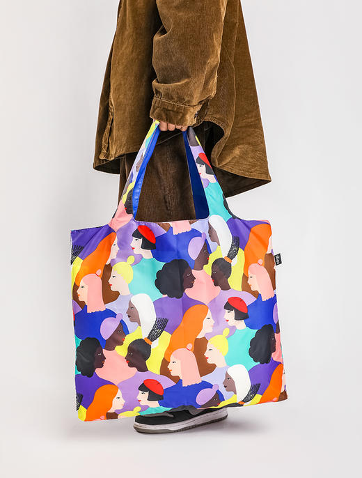 德国LOQI  女性艺术家万用环保袋 再生环保材料 单肩可折叠 旅行大容量 防泼水 超轻50g可承重40斤 商品图3