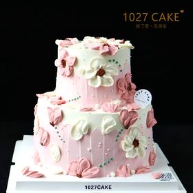1027CAKE | 刮刀花 韩裱 双层女士 妈妈