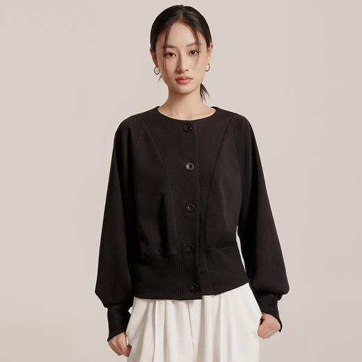 weyo春季女款法式收腰短款圆领卫衣外套880024 商品图0