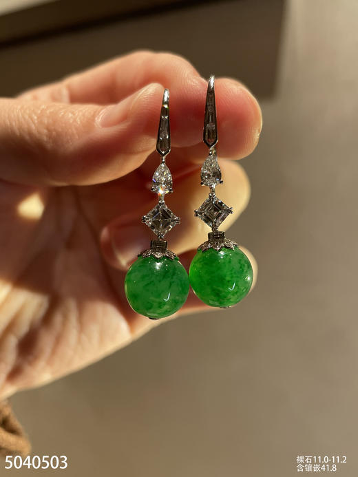 老坑艳绿珠子耳坠【5040503】具体价格微信咨询 商品图6