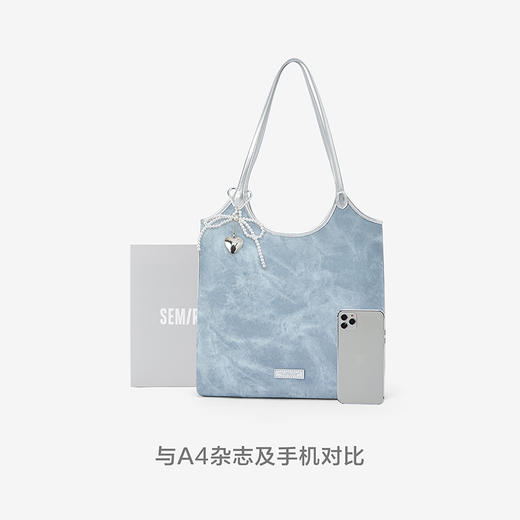 森马包包托特包女2025新款擦色仿牛仔单肩包上课大容量手提包洋气 商品图4