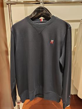 Tommy 男装简约刺绣双面针织合身版纯色圆领卫衣MW0MW32724