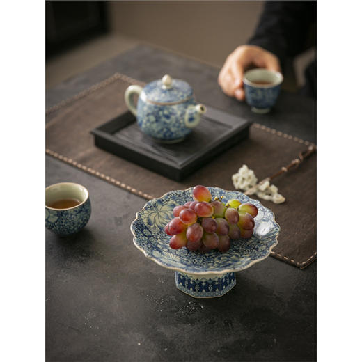 【林栖好物】中式青花瓷果盘，客厅茶几家用陶瓷茶点点心盘，高脚精致干果零食盘子 商品图2