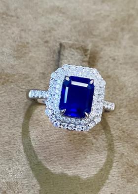 2.4ct刻面蓝宝石戒指吊坠