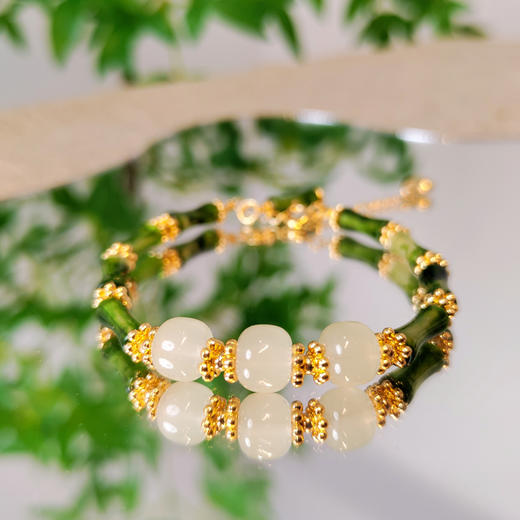 【节节高新中式竹节手链】敦煌青绿山水中式国风祈福竹节手链上岸 商品图9