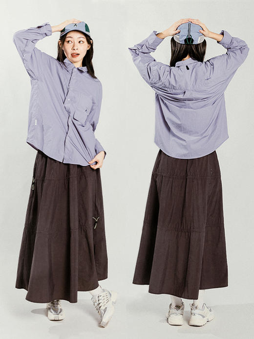 【出游季特惠】ACMEITEM爱棵米 户外女士休闲抽绳半裙宽松大裙摆半身长裙子GAG2370954A 商品图1