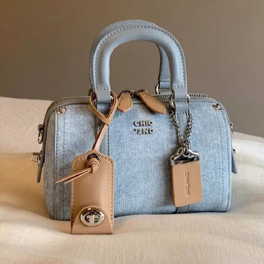 【做旧牛仔风，牛仔蓝波士顿包！】铂蓝海域枕头包包 女士新款百搭手提包 单肩斜挎包-QQ 商品图0