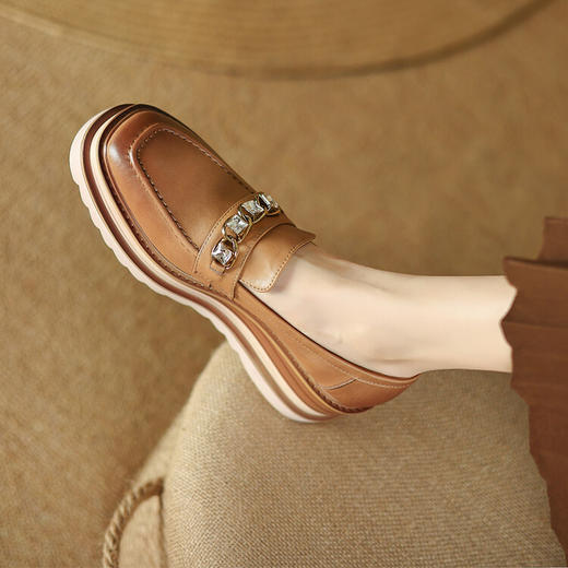 【预售5天】韩版百搭坡跟英伦风一脚蹬松糕鞋厚底新款休闲单鞋女ZMXY&ZMA2707 商品图1