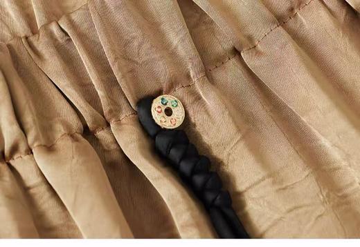 特卖福利~顺滑肌理纹缎面新中式吊坠松紧腰阔腿裤-喜出 商品图7