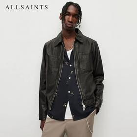 ALLSAINTS男士机车真皮皮夹克 新款ALOY 翻领机车皮衣