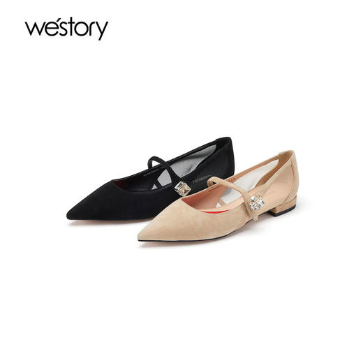 westory2023年春季新款尖头浅口法式百搭平底单鞋女55961 商品图0