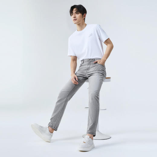 【提花牛仔】柒牌水洗牛仔裤男士春季新款人字纹休闲百搭直筒长裤128H70840 商品图3