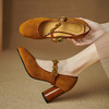 【预售5天】真皮棕色玛丽珍鞋复古金属花朵一字扣带高跟鞋四季法式绝美单鞋女MNLS&D2480 商品缩略图2