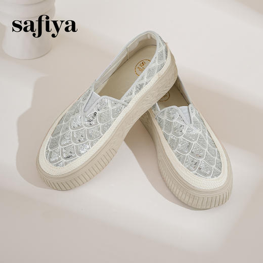 预售10天|Safiya/索菲娅2025精致优雅亮片草编透气懒人软底渔夫鞋 SFD1112250 商品图6