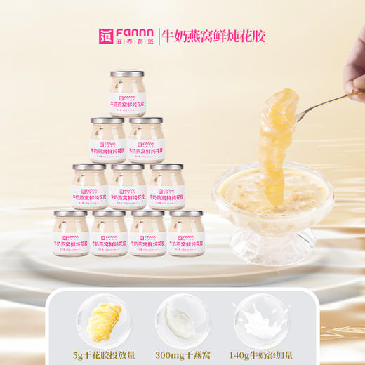 【鲜炖牛奶燕窝】牛奶燕窝鲜炖即食花胶150g35%花胶冻燕麦，孕妇哺乳送礼中老年人燕窝，柔滑有弹性 自然清香。ry 商品图1