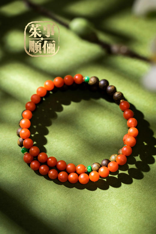 【茱事顺俪】沉香南红双拼手链 商品图2