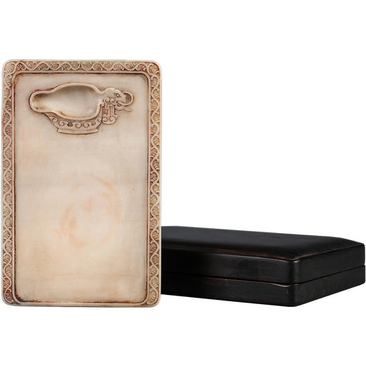 清 瑞芝草堂铭诗文白端砚（红木砚盒） 商品图5