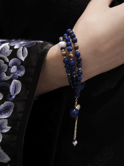 MELI&MOLI |青金石迷你香薰瓶珍珠点缀青金石圆珠手串—五行之水 商品图3