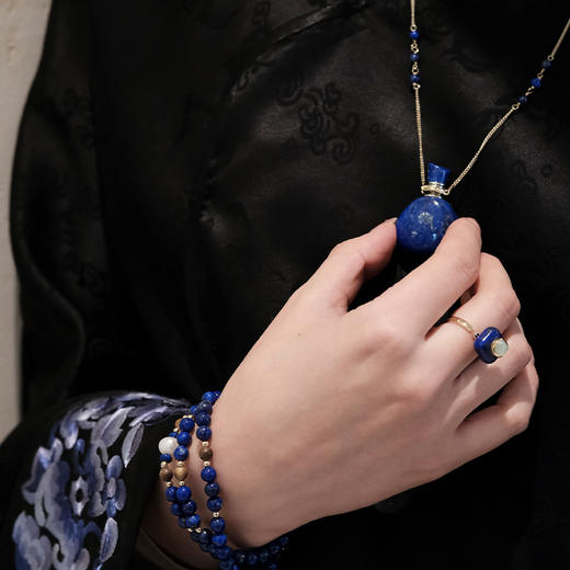 MELI&MOLI【水】青金四方瓶均码可调 925银镶石香薰戒指【D类】 商品图1