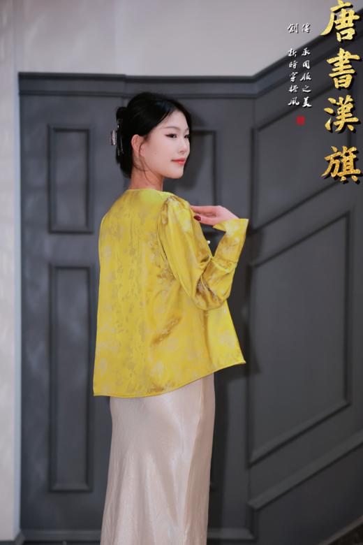 【青绿】新中式外套春季新款高级感人丝提花长袖开衫衬衣改良唐装国风衬衫 商品图2