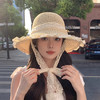【喵小仟 编织蕾丝系带草编帽】夏天防晒 小清新 沙滩帽子 韩系甜美 商品缩略图2