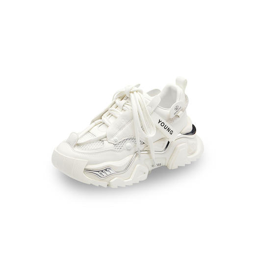 westory真皮厚底增高网面老爹鞋女款夏季新款高级感圆头老爹鞋56241 商品图1