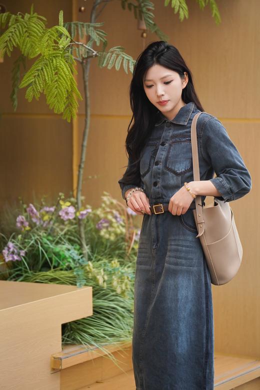 105斤以内M3L1 臣禾【时光牛仔裙】做旧磨白复古风休闲连衣裙 	JZ251020115 商品图0