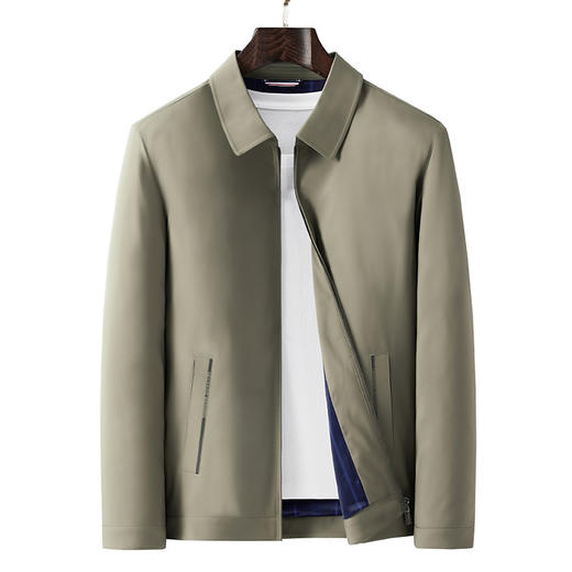 男士薄款夹克爸爸外套春秋款中年商务翻领休闲夹克衫 商品图4