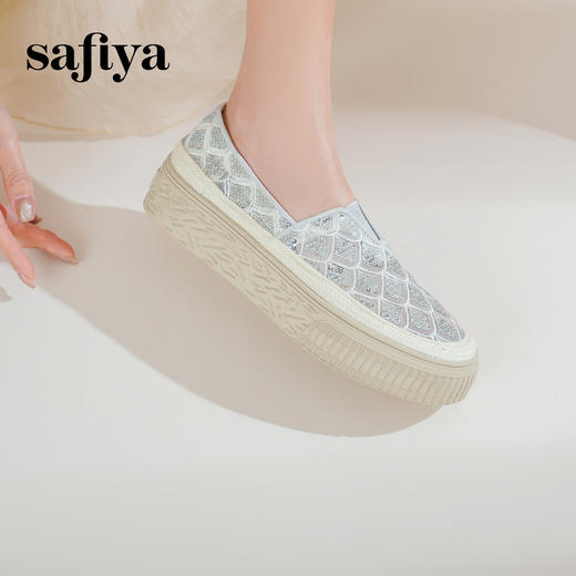 预售10天|Safiya/索菲娅2025精致优雅亮片草编透气懒人软底渔夫鞋 SFD1112250 商品图4