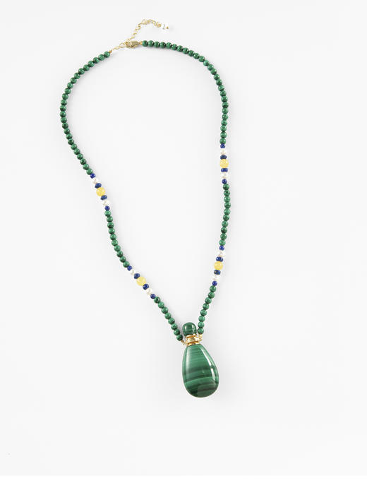 MELI&MOLI |孔雀石大号水滴吊坠孔雀石圆珠蜜蜡珠项链—五行之木 商品图1