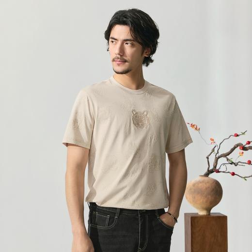 【十二生肖剪纸虎】柒牌短袖T恤男夏季新品满身印花休闲圆领上衣128T72070 商品图5