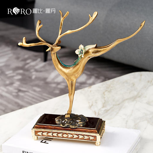 【彼达思】罗比罗丹 其乐融融 纯铜鹿摆件轻奢家用商务 商品图0