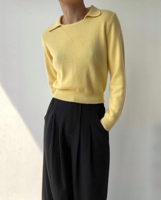 Viktoria Chan｜AW23087 Amalia polo cashmere  TOP [ 灰 / 黄] 商品图2