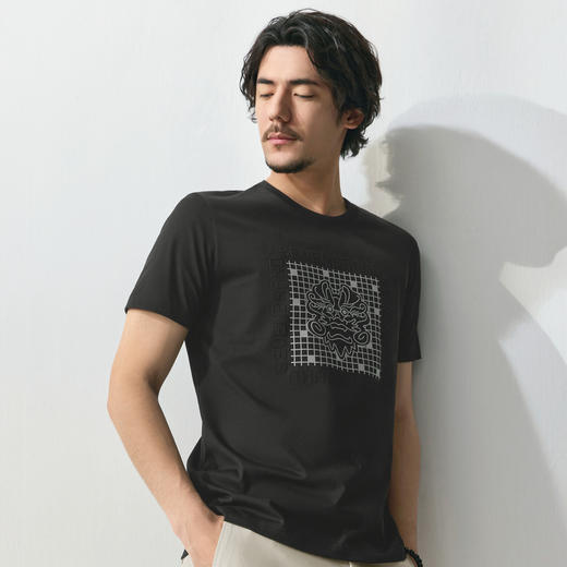 【十二生肖剪纸龙】柒牌短袖T恤男夏季新品龙图案中国风休闲上衣128T72740 商品图2