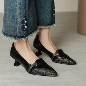 【预售5天】时尚法式低跟，小皮鞋拼色单鞋YCJX&H-7332